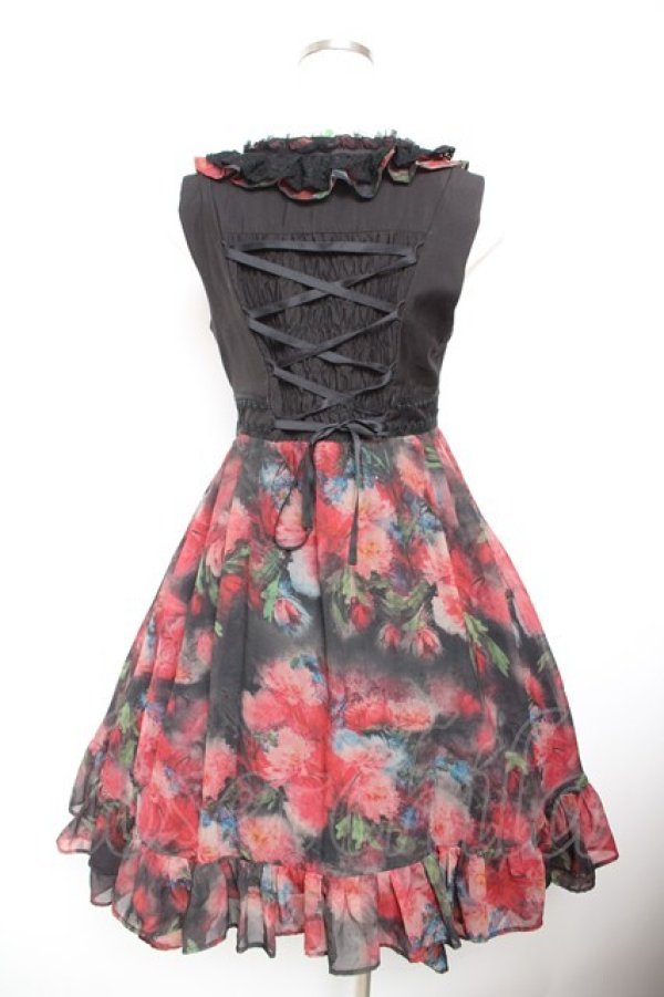 画像2: Sheglit / "Rose Garden"ワンピース  黒×赤 Y-26-01-22-116-EL-OP-SZ-ZY (2)