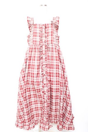 画像: FLC / 皆方由衣コラボ/チェックフリルジャンパースカート  赤 Y-26-01-22-119-LO-OP-SZ-ZY