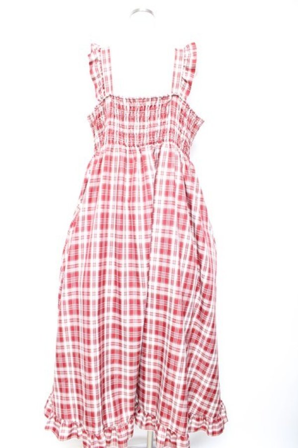 画像2: FLC / 皆方由衣コラボ/チェックフリルジャンパースカート  赤 Y-26-01-22-119-LO-OP-SZ-ZY (2)