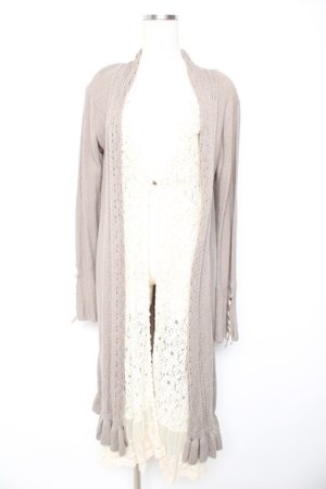 画像: axes femme / ジレ重ね着風ロングカーディガン  グレージュ Y-26-01-22-127-AX-BL-SZ-ZY