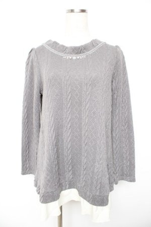 画像: axes femme / ニットレイヤードワンピース M グレー Y-26-01-22-129-AX-OP-SZ-ZY