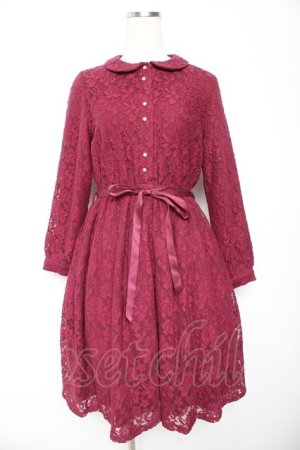 画像: Fi.n.t / 総レース丸衿ワンピース  ワイン Y-26-01-22-131-CA-OP-SZ-ZY