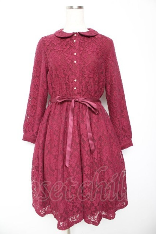 画像1: Fi.n.t / 総レース丸衿ワンピース  ワイン Y-26-01-22-131-CA-OP-SZ-ZY (1)