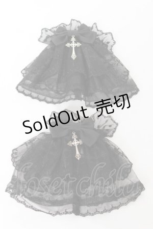 画像: Chalmiere / クロスレースお袖留め  黒 Y-26-01-22-019-LO-ZA-SZ-ZY