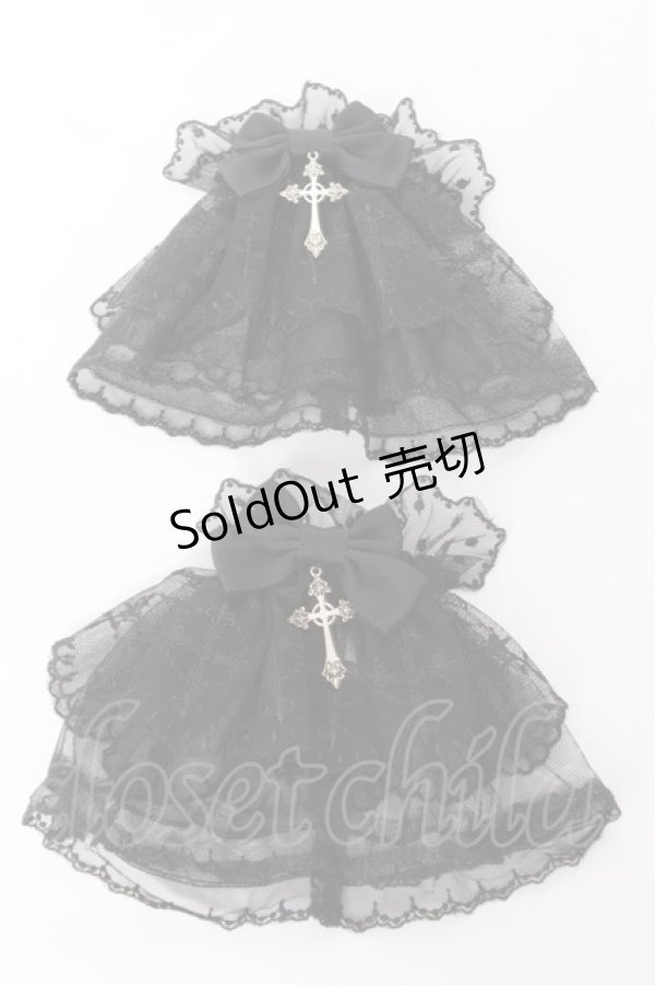 画像1: Chalmiere / クロスレースお袖留め  黒 Y-26-01-22-019-LO-ZA-SZ-ZY (1)