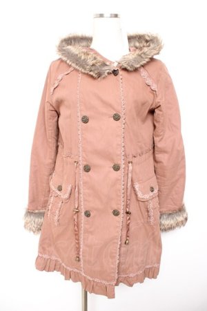 画像: axes femme / ファー付きコート  ブラウン Y-26-01-22-138-AX-CO-SZ-ZTC050