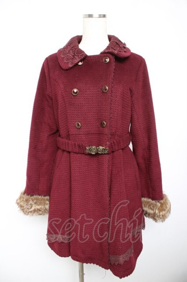 画像1: axes femme / レースカラーコート  ワイン Y-26-01-22-143-AX-CO-SZ-ZTC036 (1)