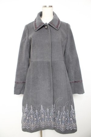 画像: axes femme / オーナメント刺繍入りコート L グレー Y-26-01-22-146-AX-CO-SZ-ZTC046