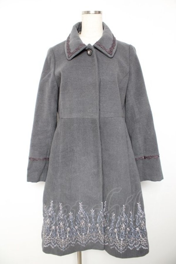 画像1: axes femme / オーナメント刺繍入りコート L グレー Y-26-01-22-146-AX-CO-SZ-ZTC046 (1)