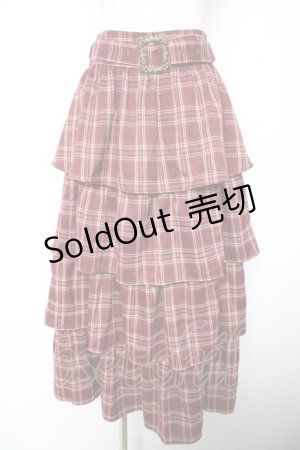 画像: axes femme / ボリュームティアードスカート  ワイン Y-26-01-22-150-AX-SK-SZ-ZY