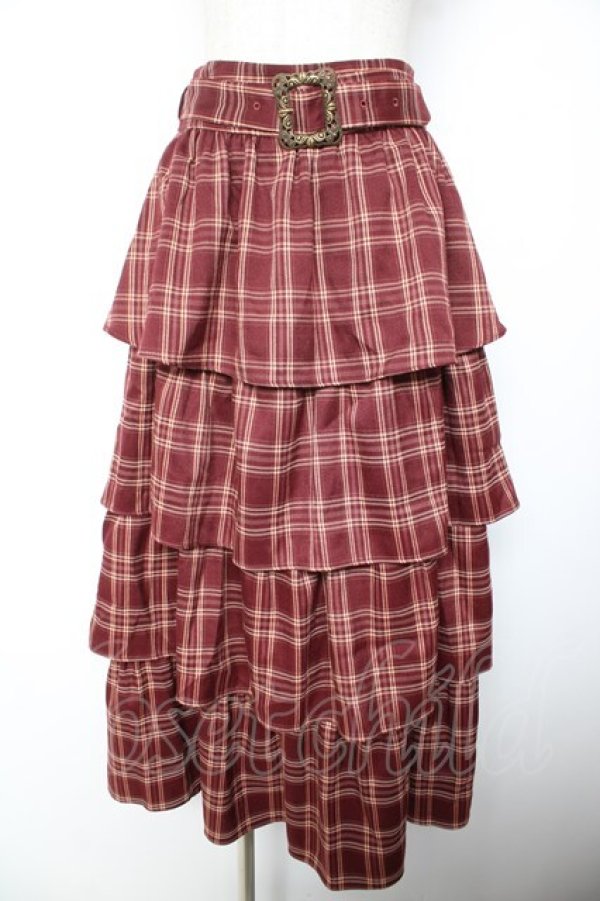 画像1: axes femme / ボリュームティアードスカート  ワイン Y-26-01-22-150-AX-SK-SZ-ZY (1)