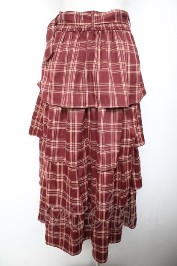 画像2: axes femme / ボリュームティアードスカート  ワイン Y-26-01-22-150-AX-SK-SZ-ZY (2)