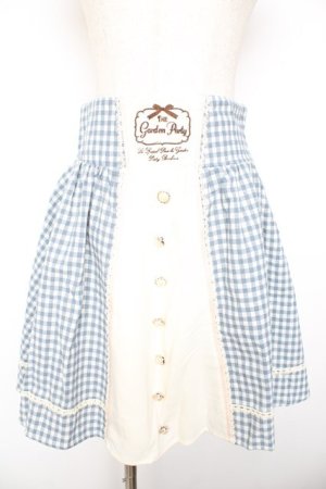 画像: Amavel / ギンガムチェック柄切替刺繍入りサリバンスカート M サックス Y-26-01-22-153-CA-SK-SZ-ZY