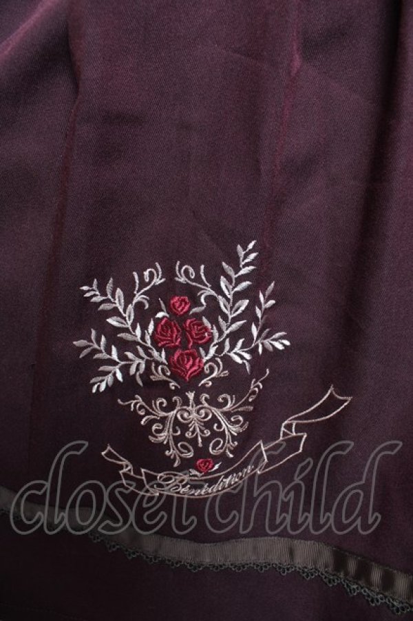 画像3: axes femme / ローズ刺繍フレアスカート  ワイン Y-26-01-22-155-AX-SK-SZ-ZY (3)