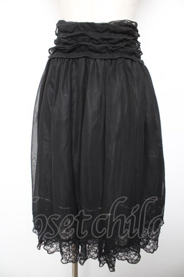 画像1: BPN / 裾レースシフォンスカート  黒 Y-26-01-22-156-GO-SK-SZ-ZY (1)
