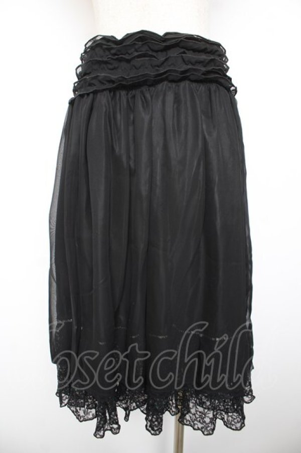 画像2: BPN / 裾レースシフォンスカート  黒 Y-26-01-22-156-GO-SK-SZ-ZY (2)
