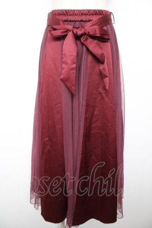 画像: axes femme / サテン×チュールスカート  ワイン Y-26-01-22-157-AX-SK-SZ-ZY