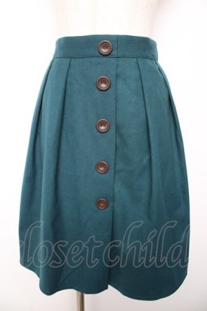 画像: F i.n.t / フェイクレザー釦タックスカート F ブルーグリーン Y-26-01-22-166-CA-SK-SZ-ZY