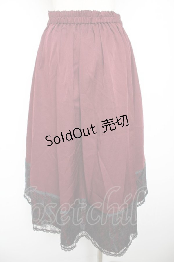 画像2: axes femme / 薔薇刺繍バイカラースカート F ワイン Y-26-01-22-167-AX-SK-SZ-ZY (2)