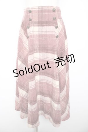 画像: axes femme / ハイウエスト起毛チェックスカート M ピンク Y-26-01-22-168-AX-SK-SZ-ZY