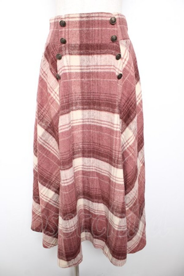 画像1: axes femme / ハイウエスト起毛チェックスカート M ピンク Y-26-01-22-168-AX-SK-SZ-ZY (1)