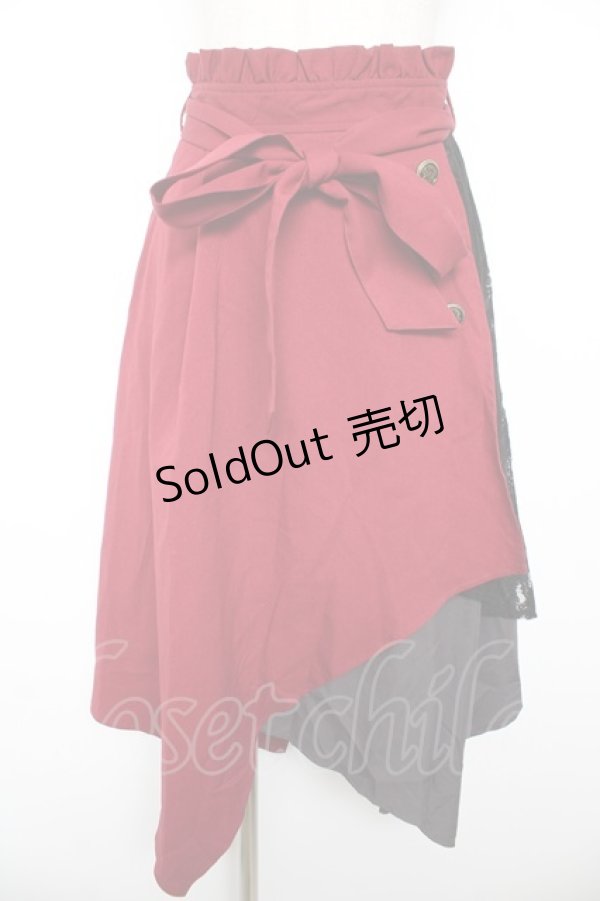 画像1: axes femme / 連ボタンイレヘムスカート  ワイン Y-26-01-22-169-AX-SK-SZ-ZY (1)