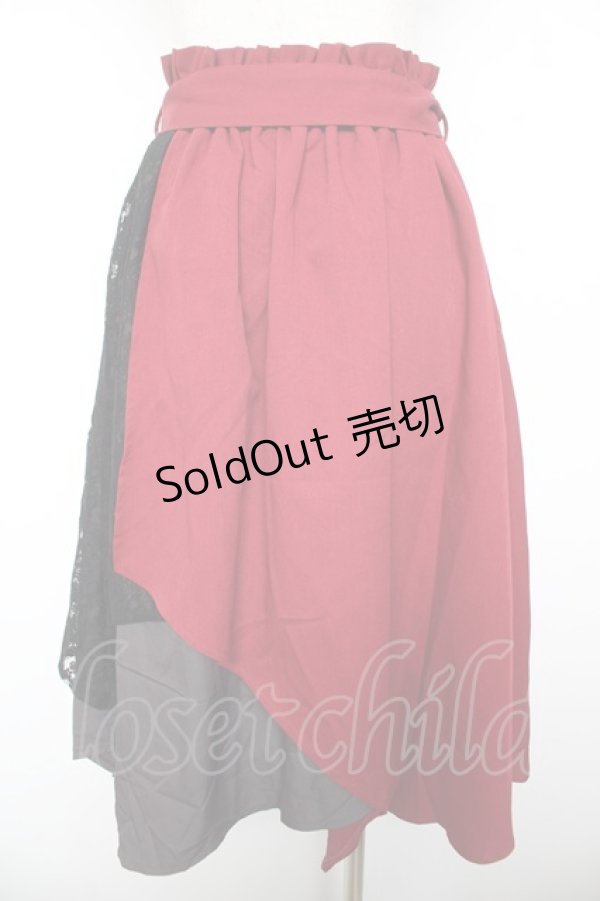 画像2: axes femme / 連ボタンイレヘムスカート  ワイン Y-26-01-22-169-AX-SK-SZ-ZY (2)