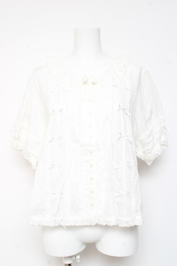 画像1: PINK HOUSE / ローンフリルブラウス F 白 Y-26-01-24-039-LO-BL-SZ-ZY (1)