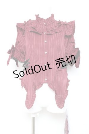 画像: Chalmiere / ストライプリボンブラウス M ワイン Y-26-01-24-045-LO-BL-SZ-ZY