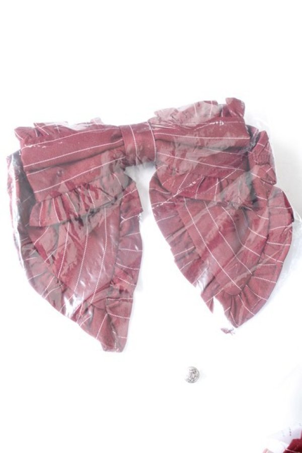 画像5: Chalmiere / ストライプリボンブラウス M ワイン Y-26-01-24-046-LO-BL-SZ-ZY (5)