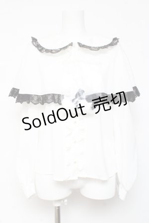 画像: Ank Rouge / ぽんぽんリボンケープブラウス M 白 Y-26-01-24-053-CA-BL-SZ-ZY