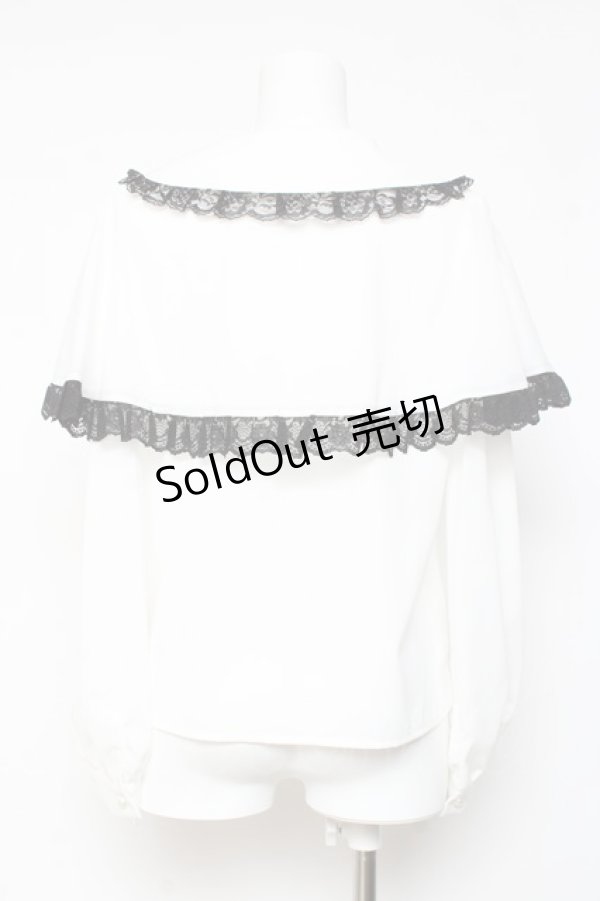 画像2: Ank Rouge / ぽんぽんリボンケープブラウス M 白 Y-26-01-24-053-CA-BL-SZ-ZY (2)