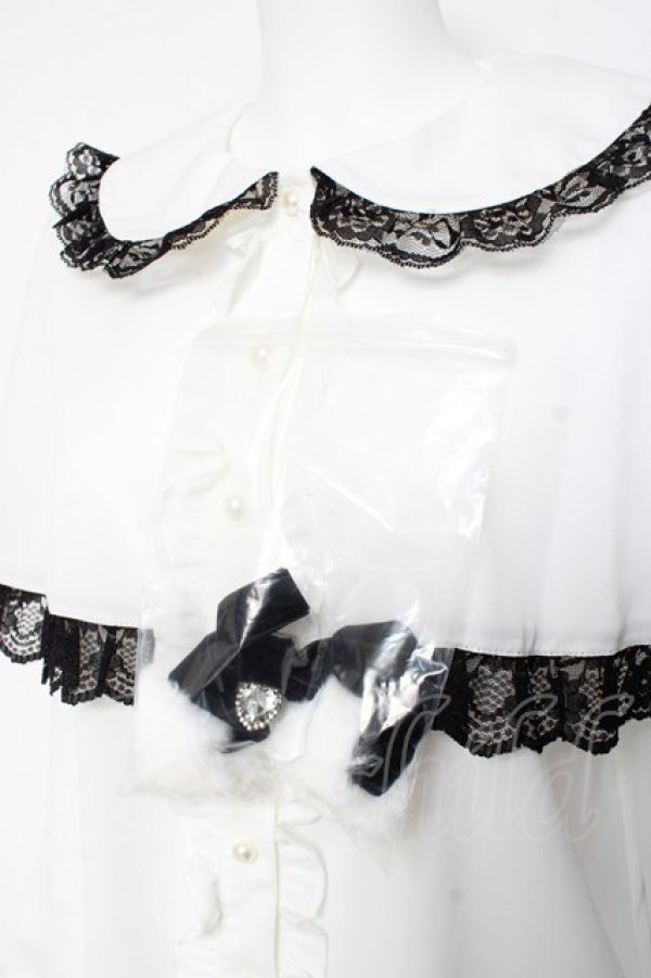 画像4: Ank Rouge / ぽんぽんリボンケープブラウス M 白 Y-26-01-24-053-CA-BL-SZ-ZY (4)