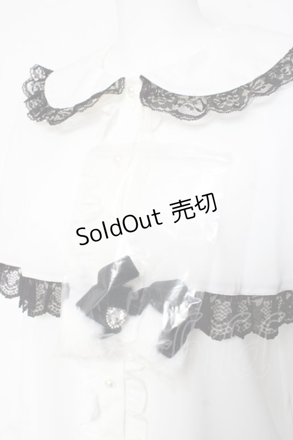 画像4: Ank Rouge / ぽんぽんリボンケープブラウス M 白 Y-26-01-24-053-CA-BL-SZ-ZY (4)