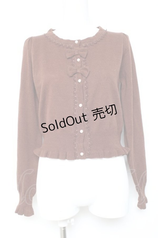 画像1: axes femme kawaii / 2つリボンカーディガン  ブラウン Y-26-01-24-057-AX-TO-SZ-ZY (1)