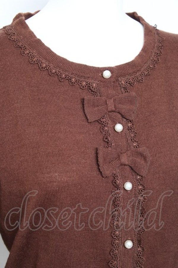 画像3: axes femme kawaii / 2つリボンカーディガン  ブラウン Y-26-01-24-057-AX-TO-SZ-ZY (3)