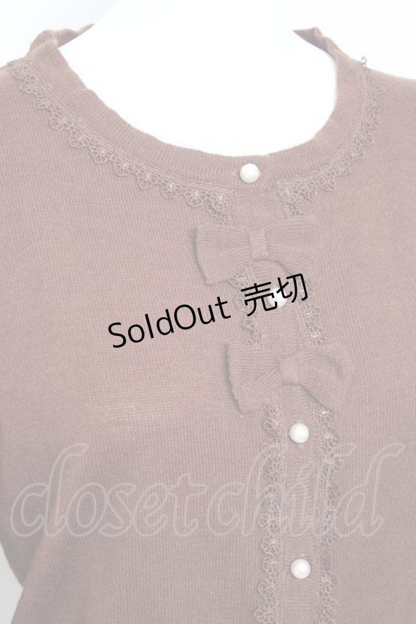 画像3: axes femme kawaii / 2つリボンカーディガン  ブラウン Y-26-01-24-057-AX-TO-SZ-ZY (3)