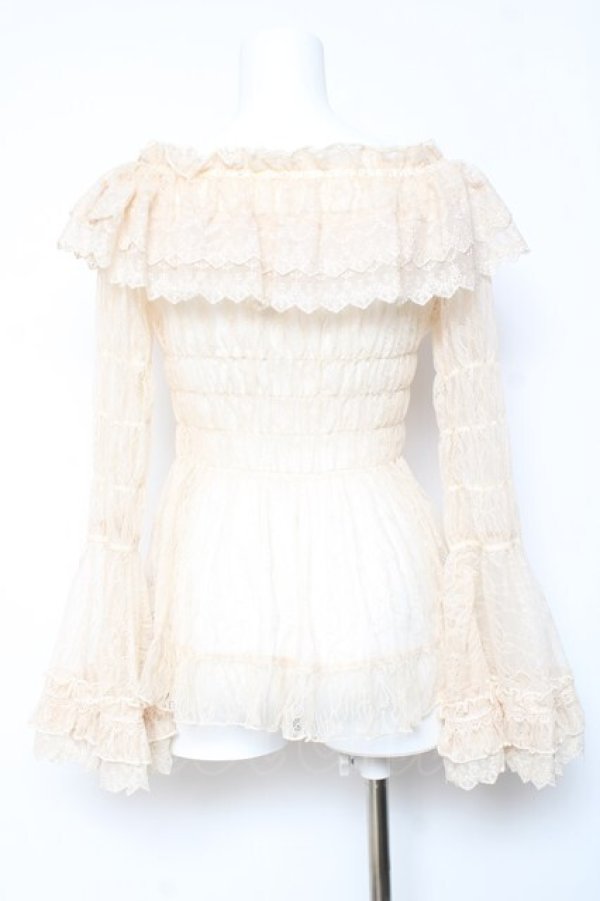 画像2: ATELIER PIERROT / Shirring Princess Sleeve Blouse-Lace-  生成り Y-26-01-24-061-EL-BL-SZ-ZY (2)