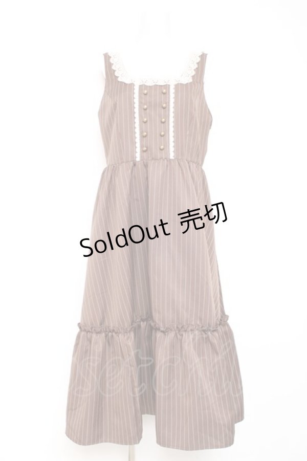 画像1: m petit by misako / TT*AOKストライプジャンパースカート LL ブラウン Y-26-01-24-073-LO-OP-SZ-ZY (1)