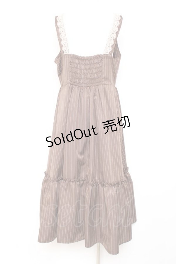 画像2: m petit by misako / TT*AOKストライプジャンパースカート LL ブラウン Y-26-01-24-073-LO-OP-SZ-ZY (2)