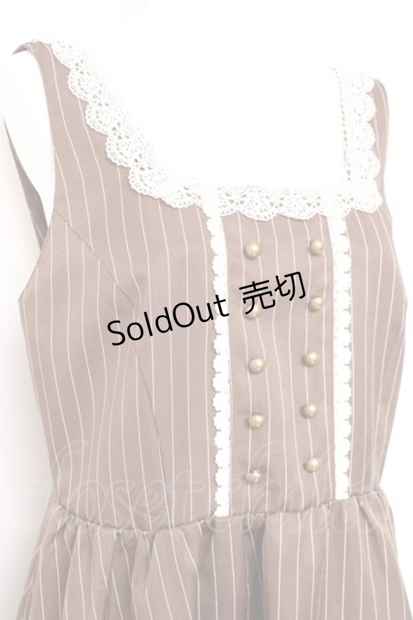 画像3: m petit by misako / TT*AOKストライプジャンパースカート LL ブラウン Y-26-01-24-073-LO-OP-SZ-ZY (3)