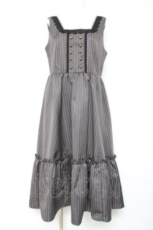 画像: m petit by misako / TT*AOKストライプジャンパースカート LL グレー Y-26-01-24-074-LO-OP-SZ-ZY