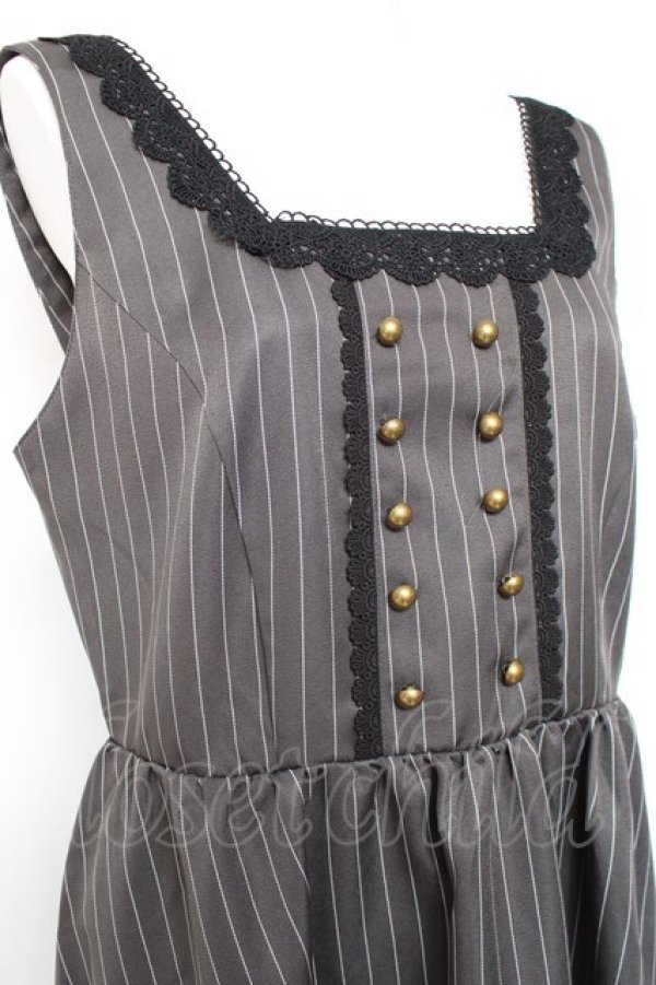 画像3: m petit by misako / TT*AOKストライプジャンパースカート LL グレー Y-26-01-24-074-LO-OP-SZ-ZY (3)