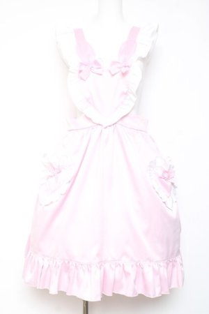 画像: Nile Perch / ハートエプロンジャンパースカート  ピンク Y-26-01-24-077-LO-OP-SZ-ZY