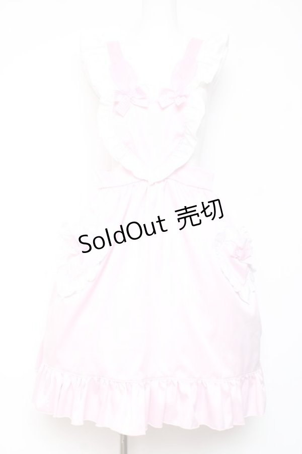 画像1: Nile Perch / ハートエプロンジャンパースカート  ピンク Y-26-01-24-077-LO-OP-SZ-ZY (1)