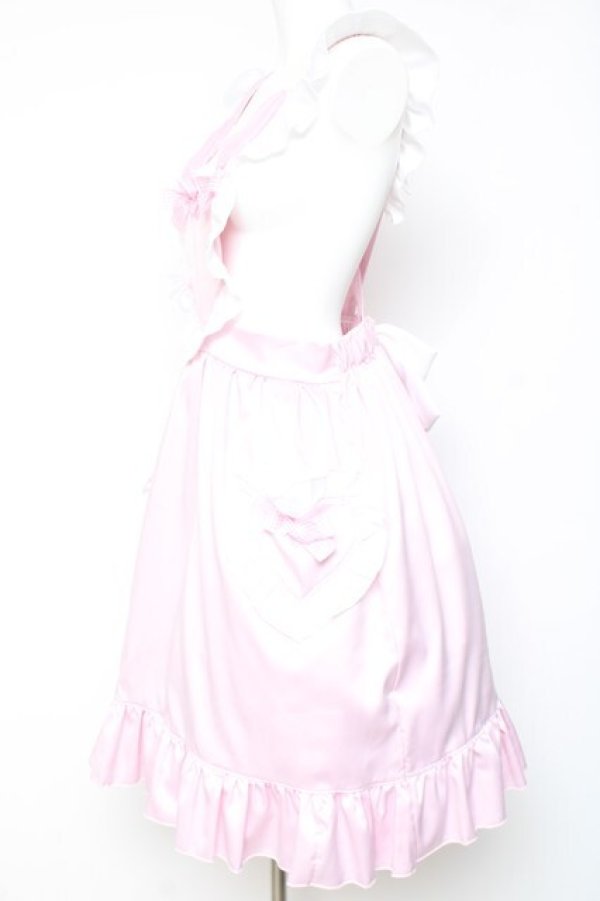 画像2: Nile Perch / ハートエプロンジャンパースカート  ピンク Y-26-01-24-077-LO-OP-SZ-ZY (2)