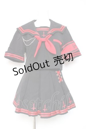 画像: Grrr the Lipper / 魔界学園セーラーセットアップ F ブラック×レッド Y-26-01-24-083-PU-OP-SZ-ZY