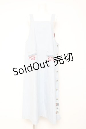 画像: PINK HOUSE / チェリー刺繍使いデニムジャンパースカート F サックス Y-26-01-24-091-LO-SK-SZ-ZT621