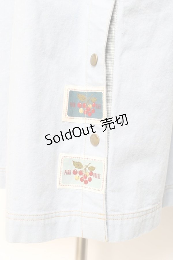 画像5: PINK HOUSE / チェリー刺繍使いデニムジャンパースカート F サックス Y-26-01-24-091-LO-SK-SZ-ZT621 (5)