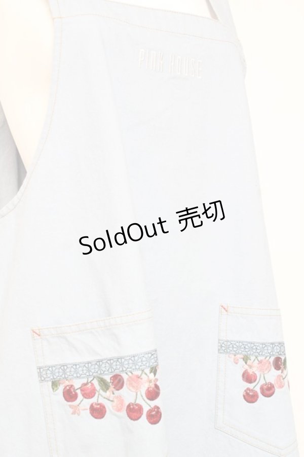 画像6: PINK HOUSE / チェリー刺繍使いデニムジャンパースカート F サックス Y-26-01-24-091-LO-SK-SZ-ZT621 (6)